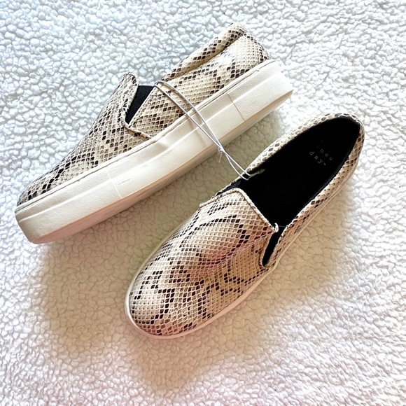 snakeskin platform slip on